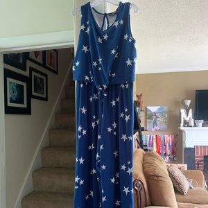 Girls 4th of July stars romper jumpsuit